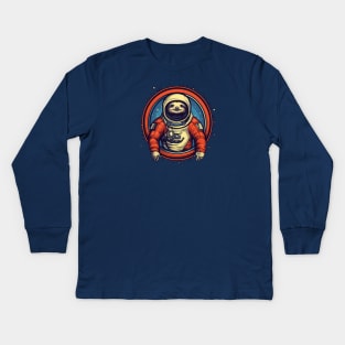 Sloth Astronaut Kids Long Sleeve T-Shirt